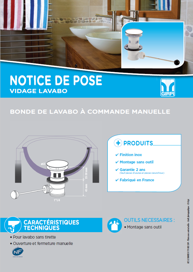 Notice de pose bonde de lavabo site 2017