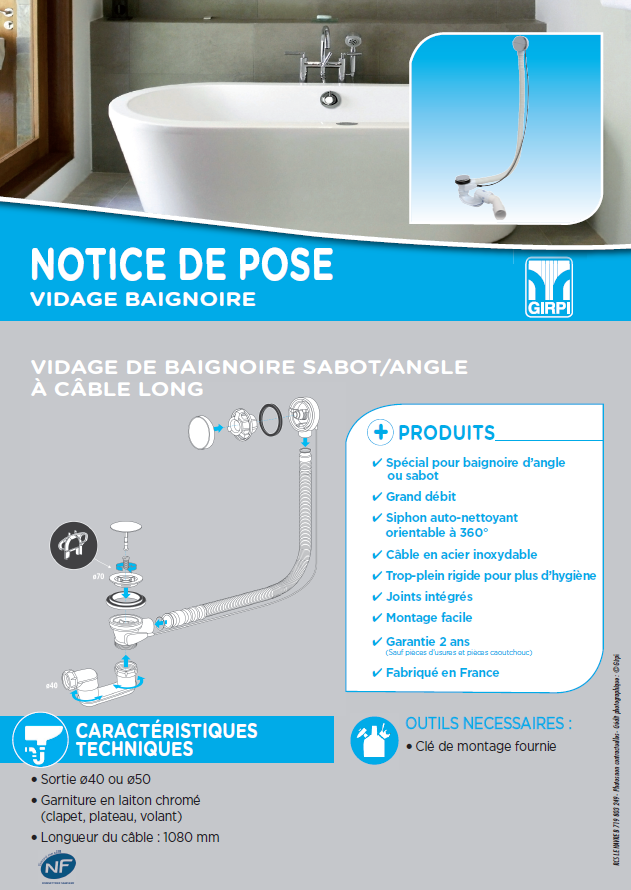 Notice de pose vidage special baignoire site 2017