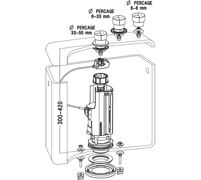 Chasse d'eau économique universelle