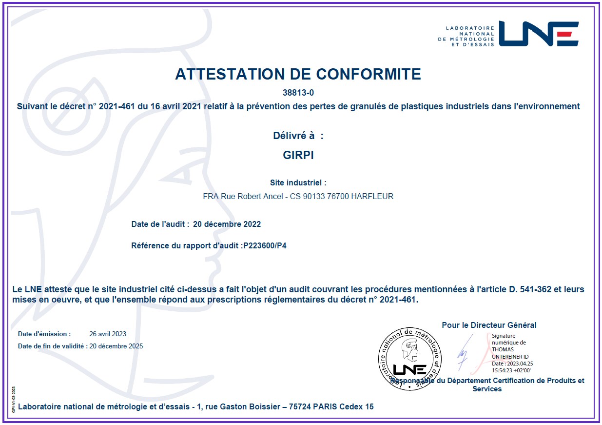 You are currently viewing Certificat LNE – Attestation de conformité 38813-0