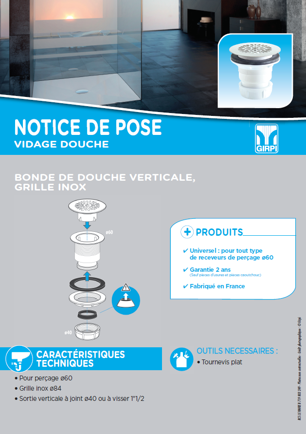 Lire la suite à propos de l’article Notice de pose bonde sortie verticale 60